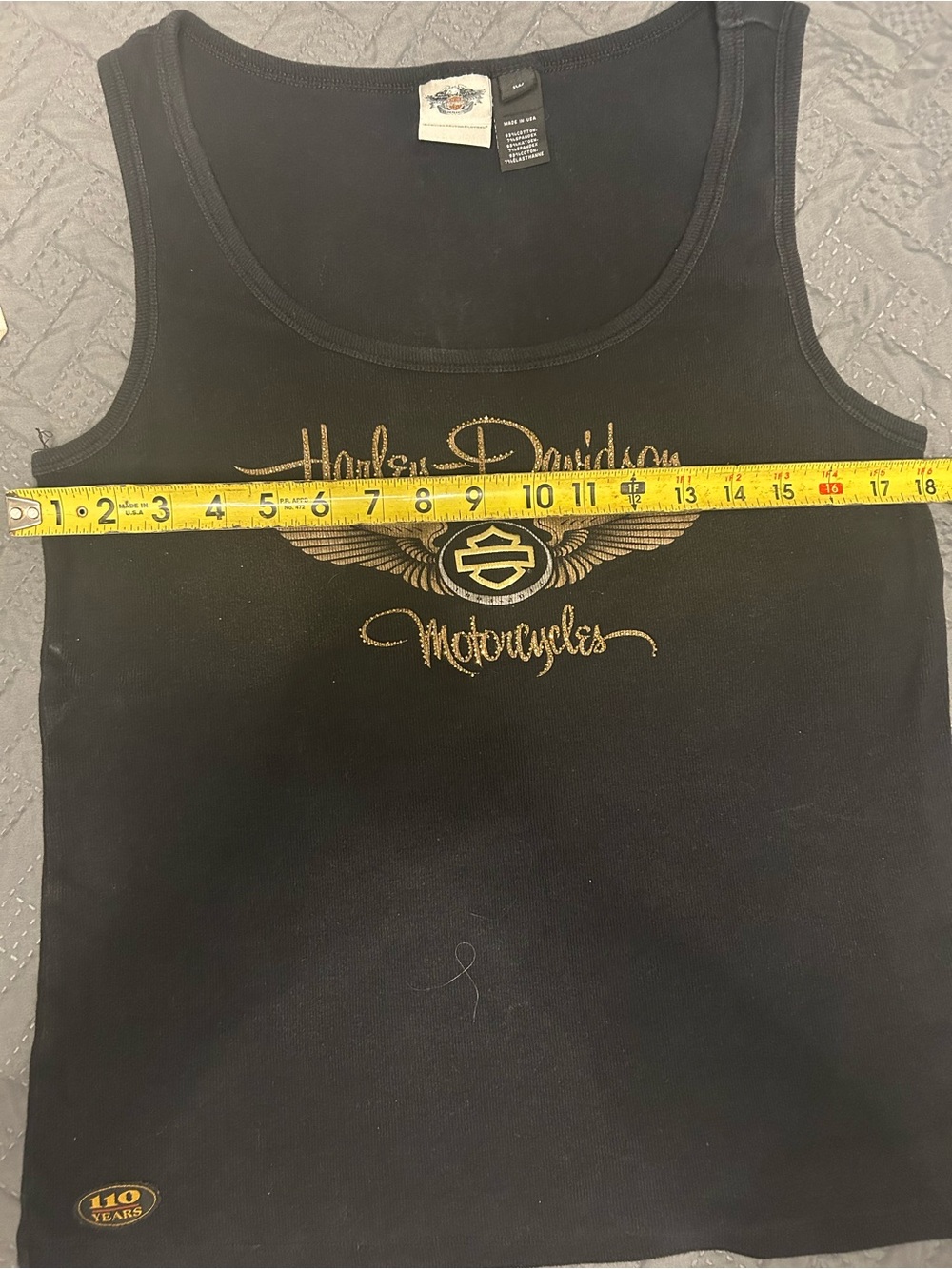 Women’s Harley-Davidson Black Tee with Subtle gold 110 anniversary Logo Detail - Picture 5 of 6
